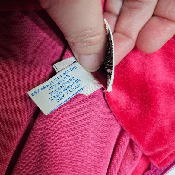 Vintage Neusteters Pink Velour Evening Maxi Gown Pearl Rhinestone Embellishments - Picture 4 of 16